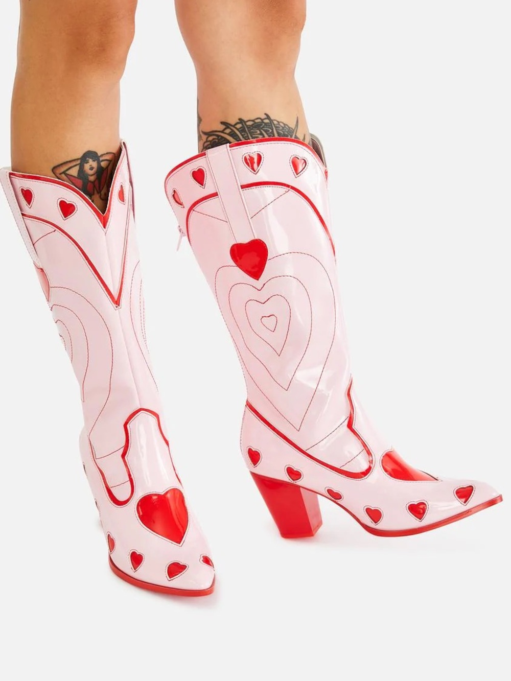 YRU Red Heart Space Cowgirl Boots Pink Womens 8 Heeled from Dollskill - Picture 2 of 16
